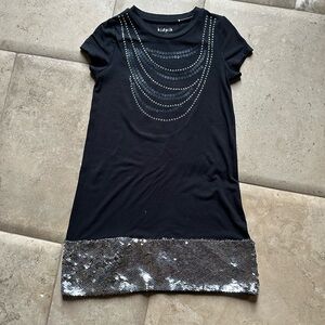 kidpik Black Dress with Silver Accents